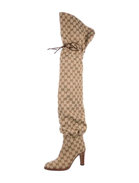 gucci lace up riding boots|gucci monogram thigh high boots.